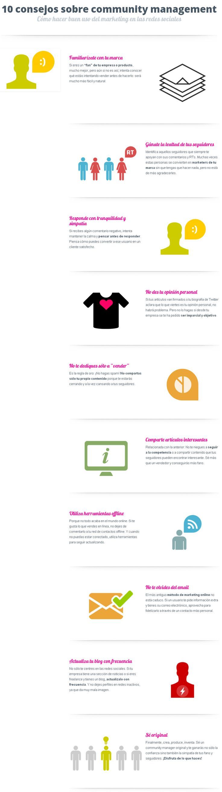 Infografia - 10 consejos para Community Manager #infografia #infographic #socialmedia - TICs y Formación