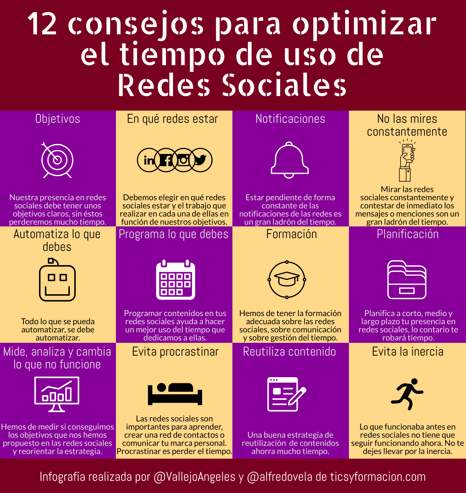 12 consejos para optimizar el tiempo de uso de Redes Sociales #infografia #SocialMedia #GestióndelTiempo
