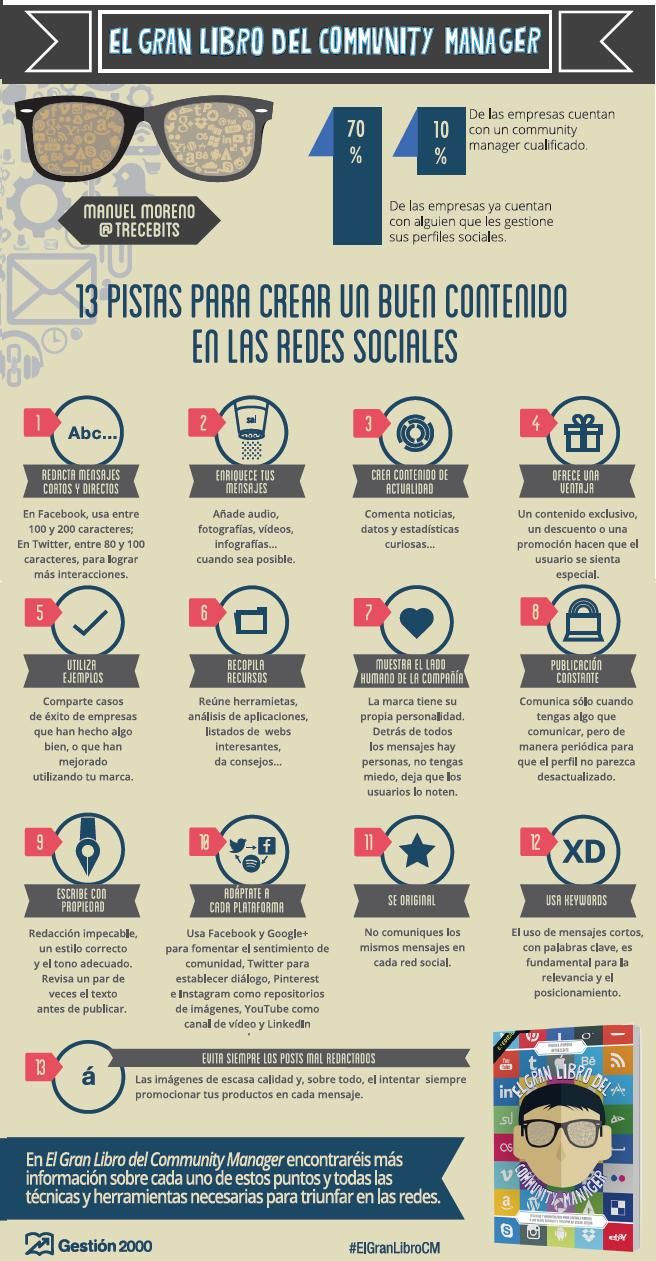 Infografia - 13 pistas para crear buen contenido en las redes sociales [Infografía] #ElGranLibroCM