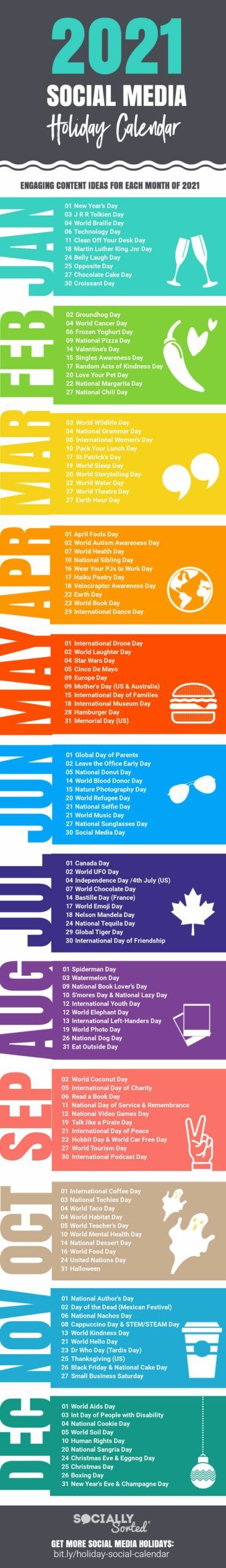 Infografia - 2021 Social Media Content Calendar Packed with Post Ideas [Infographic]