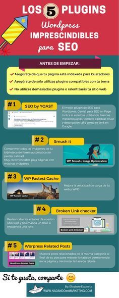 Infografia - 5 plugins de WordPress Imprescindibles para SEO #infografia #infographic #seo - TICs y Formación