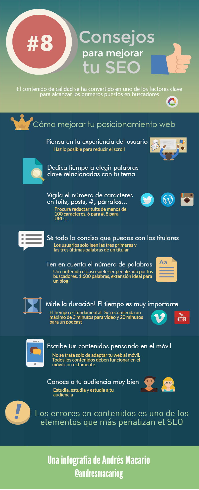 Infografia - 8 Consejos para mejorar tu SEO #infografia @andresmacariog - TICs y Formación