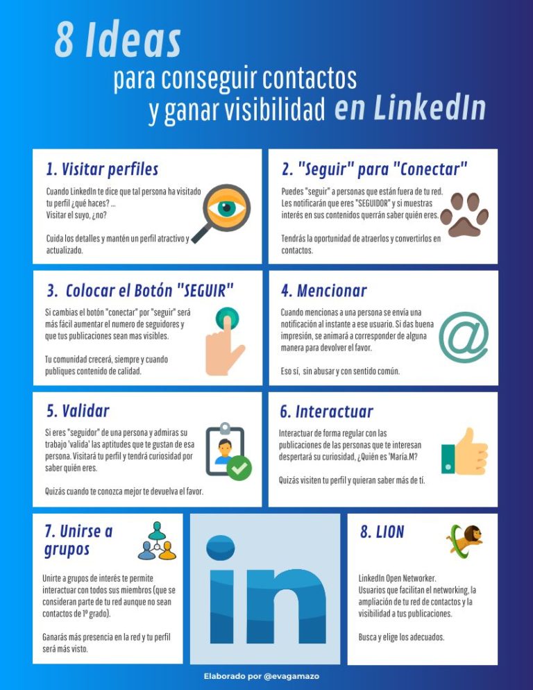 8 ideas para conseguir contactos y ganar visibilidad en LinkedIn #infografia #socialmedia