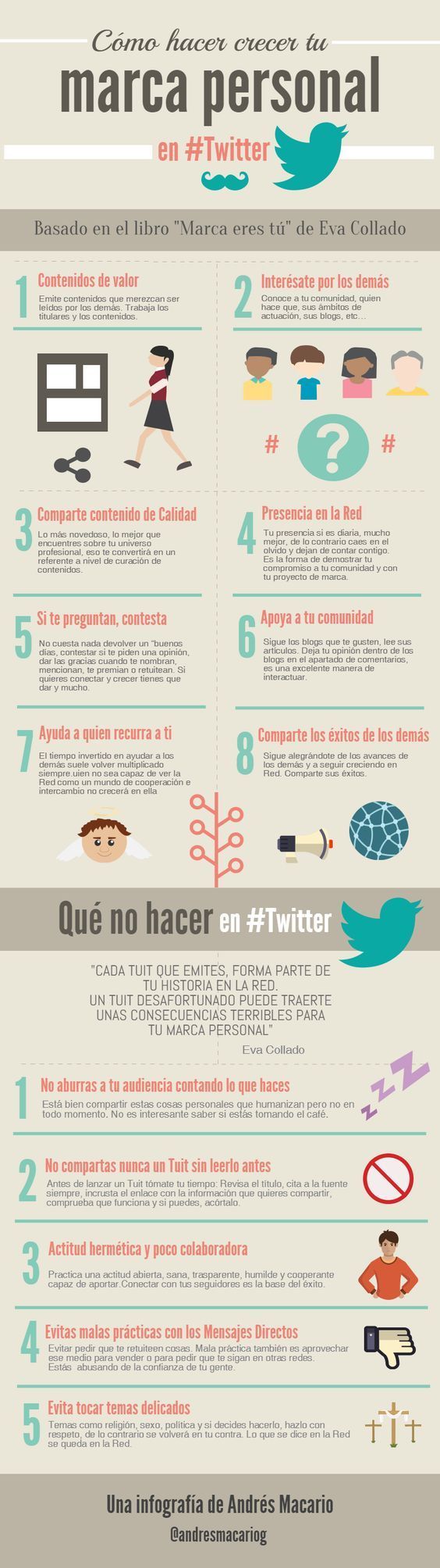 Infografia - Cómo hacer crecer tu Marca Personal en Twitter #infografia #socialmedia #marketing - TICs y Formación