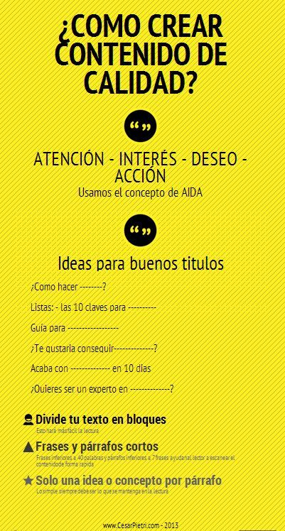 Infografia - Ideas para crear contenido Infografía | Atención, Interés, Deseo, Acción