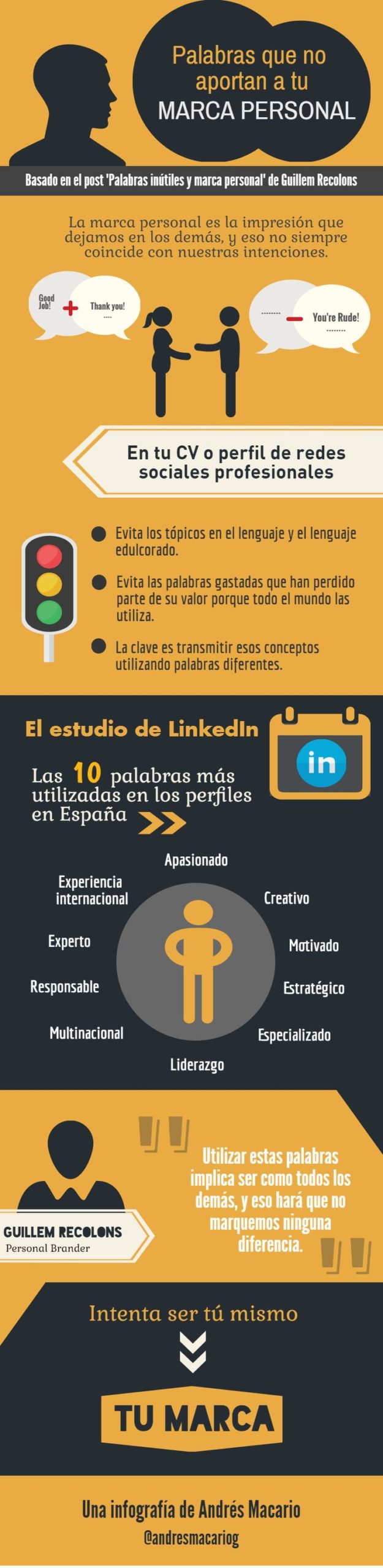 Infografia - Palabras que no aportan a tu marca personal #infografia @andresmacariog - TICs y Formación