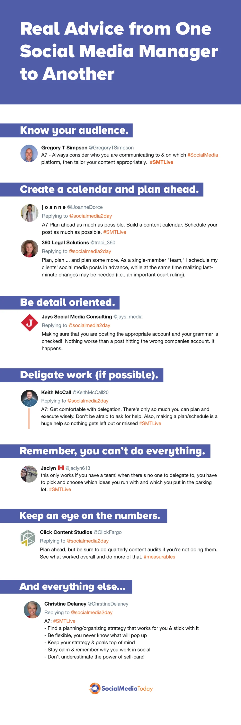 Infografia - Real Advice from One Social Media Manager to Another [Infographic]