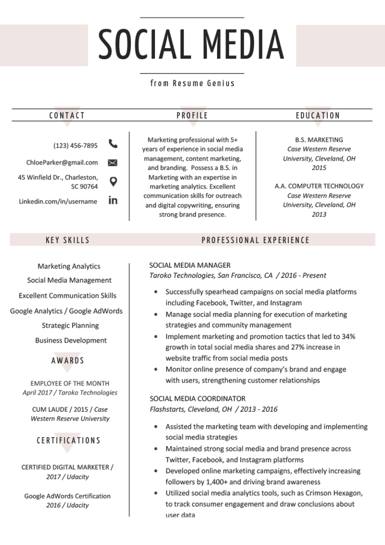 Infografia - Social Media Manager Resume | Example & Writing Tips